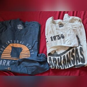 Home Collection Arkansas Long Sleeve Tees - Blue and White